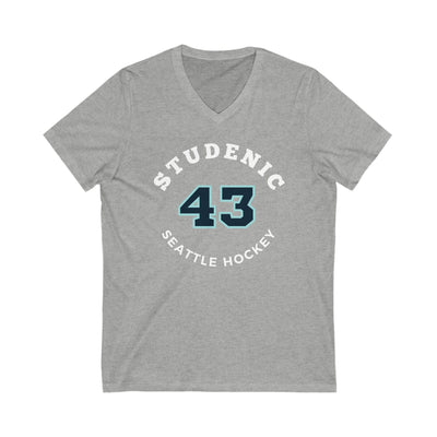 V-neck Studenic 43 Seattle Hockey Number Arch Design Unisex V-Neck Tee