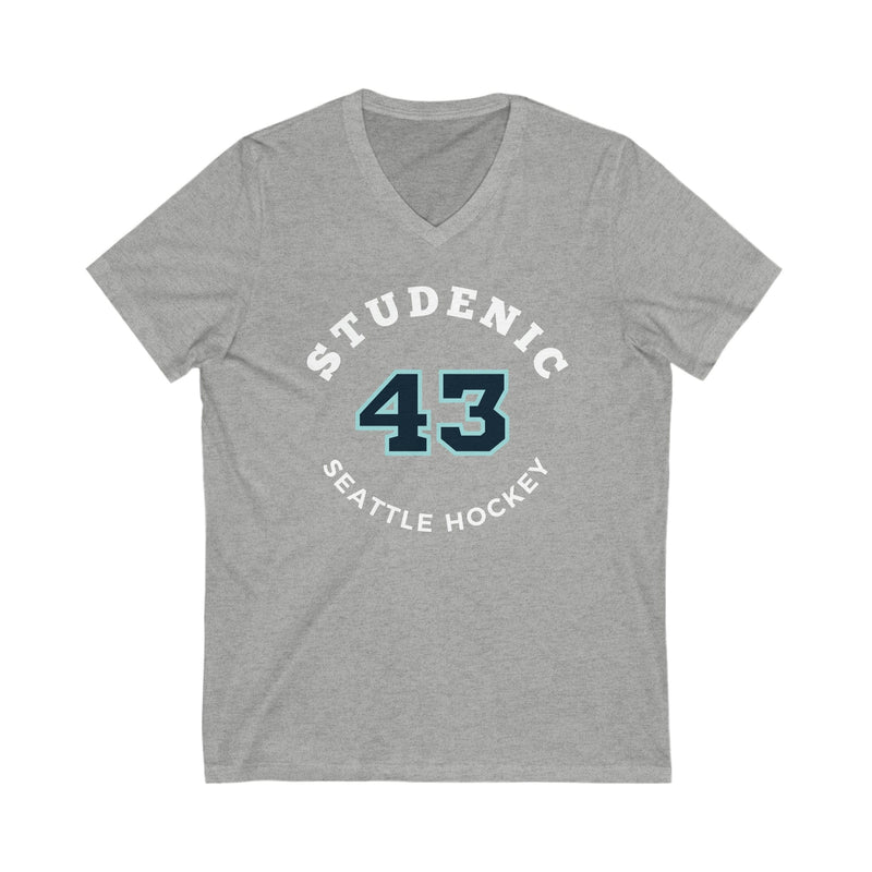 V-neck Studenic 43 Seattle Hockey Number Arch Design Unisex V-Neck Tee