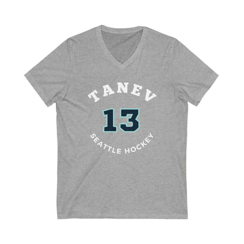 V-neck Tanev 13 Seattle Hockey Number Arch Design Unisex V-Neck Tee