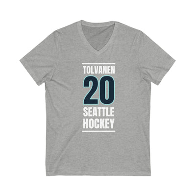 V-neck Tolvanen 20 Seattle Hockey Black Vertical Design Unisex V-Neck Tee