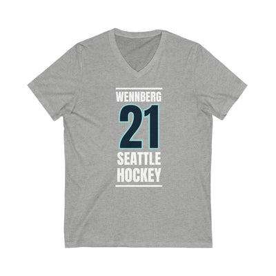 V-neck Wennberg 21 Seattle Hockey Black Vertical Design Unisex V-Neck Tee