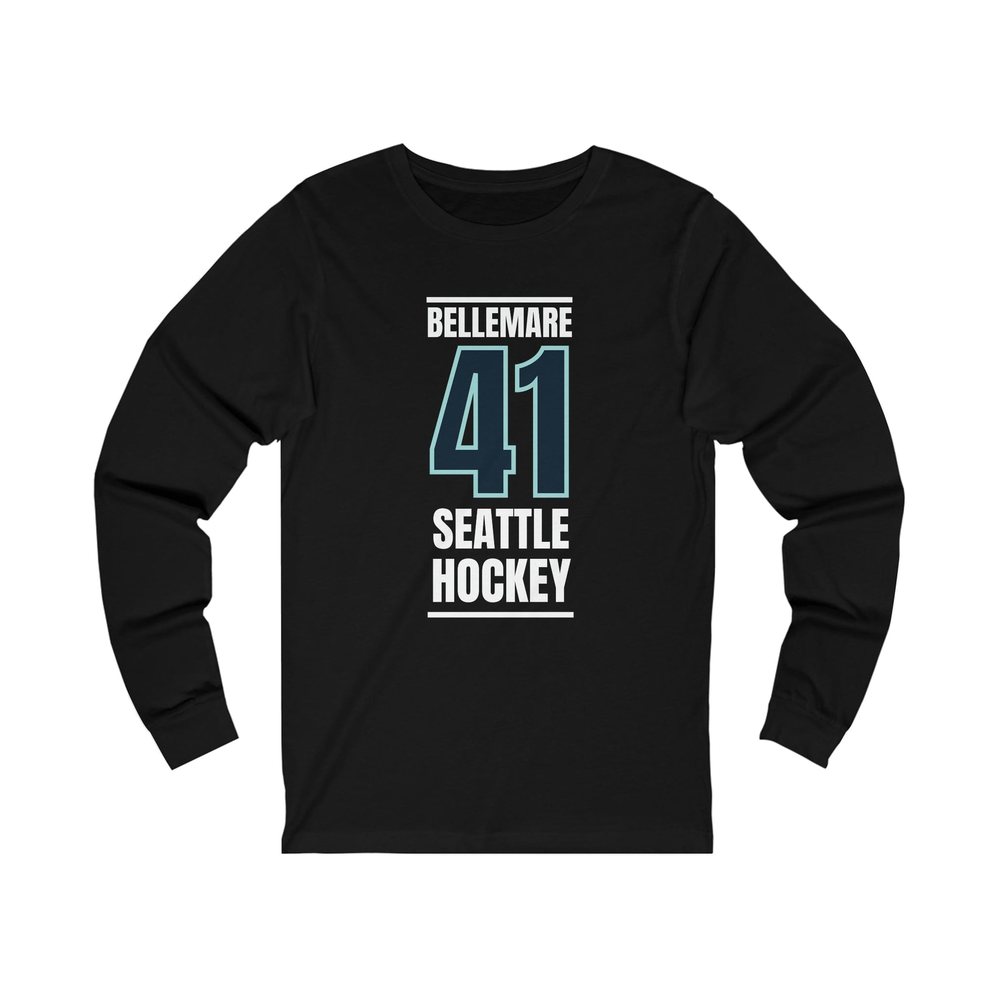 Long-sleeve Bellemare 41 Seattle Hockey Black Vertical Design Unisex Jersey Long Sleeve Shirt