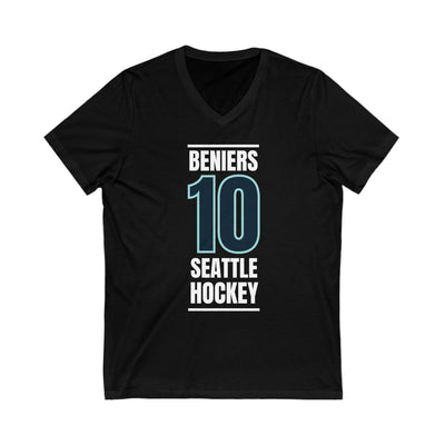 V-neck Beniers 10 Seattle Hockey Black Vertical Design Unisex V-Neck Tee