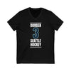 V-neck Borgen 3 Seattle Hockey Black Vertical Design Unisex V-Neck Tee