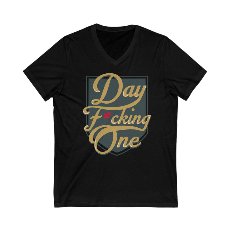 V-neck "Day F*cking One" William Karlsson Vegas Golden Knights Unisex V-neck Tee (FRONT DESIGN ONLY)