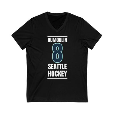 V-neck Dumoulin 8 Seattle Hockey Black Vertical Design Unisex V-Neck Tee