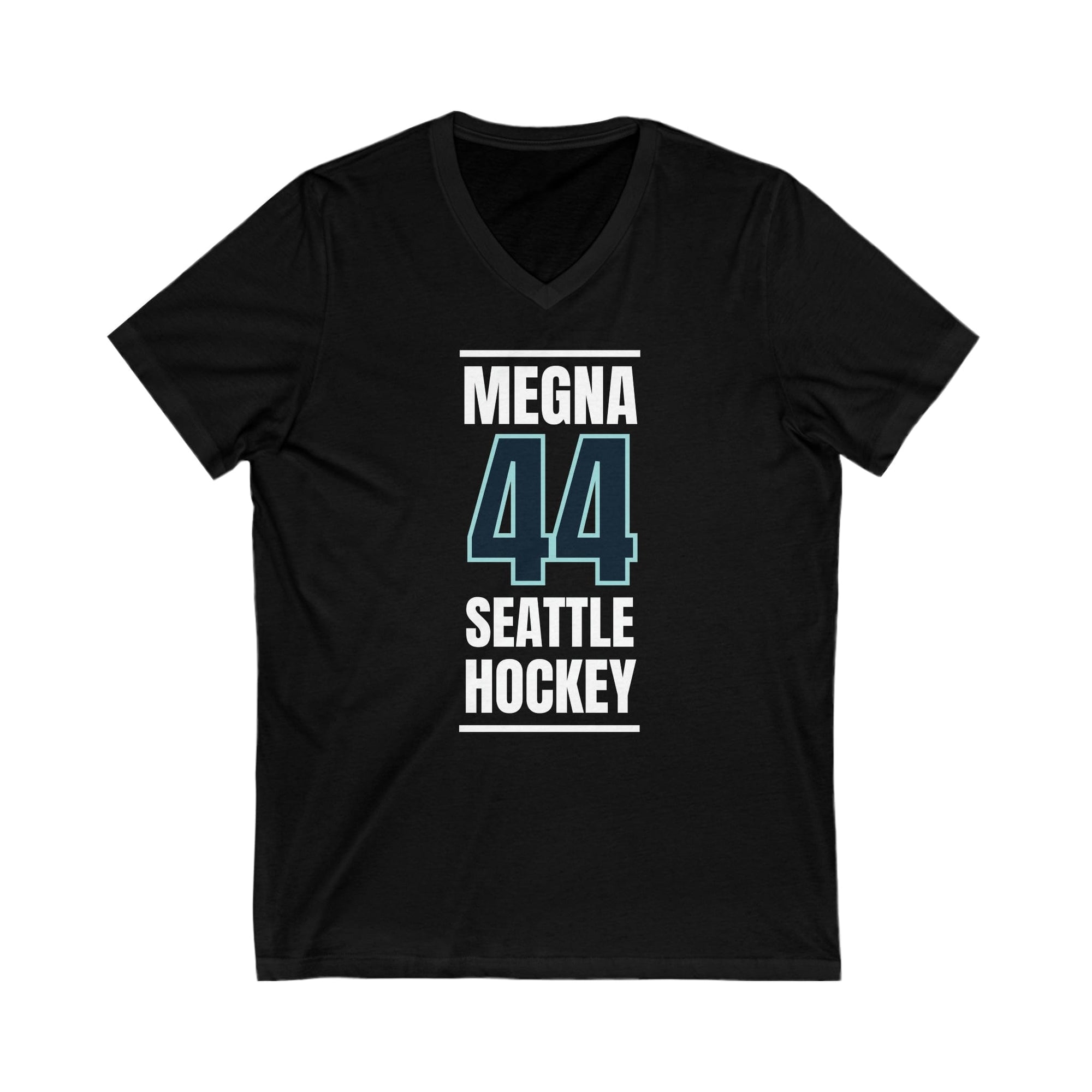 V-neck Megna 44 Seattle Hockey Black Vertical Design Unisex V-Neck Tee