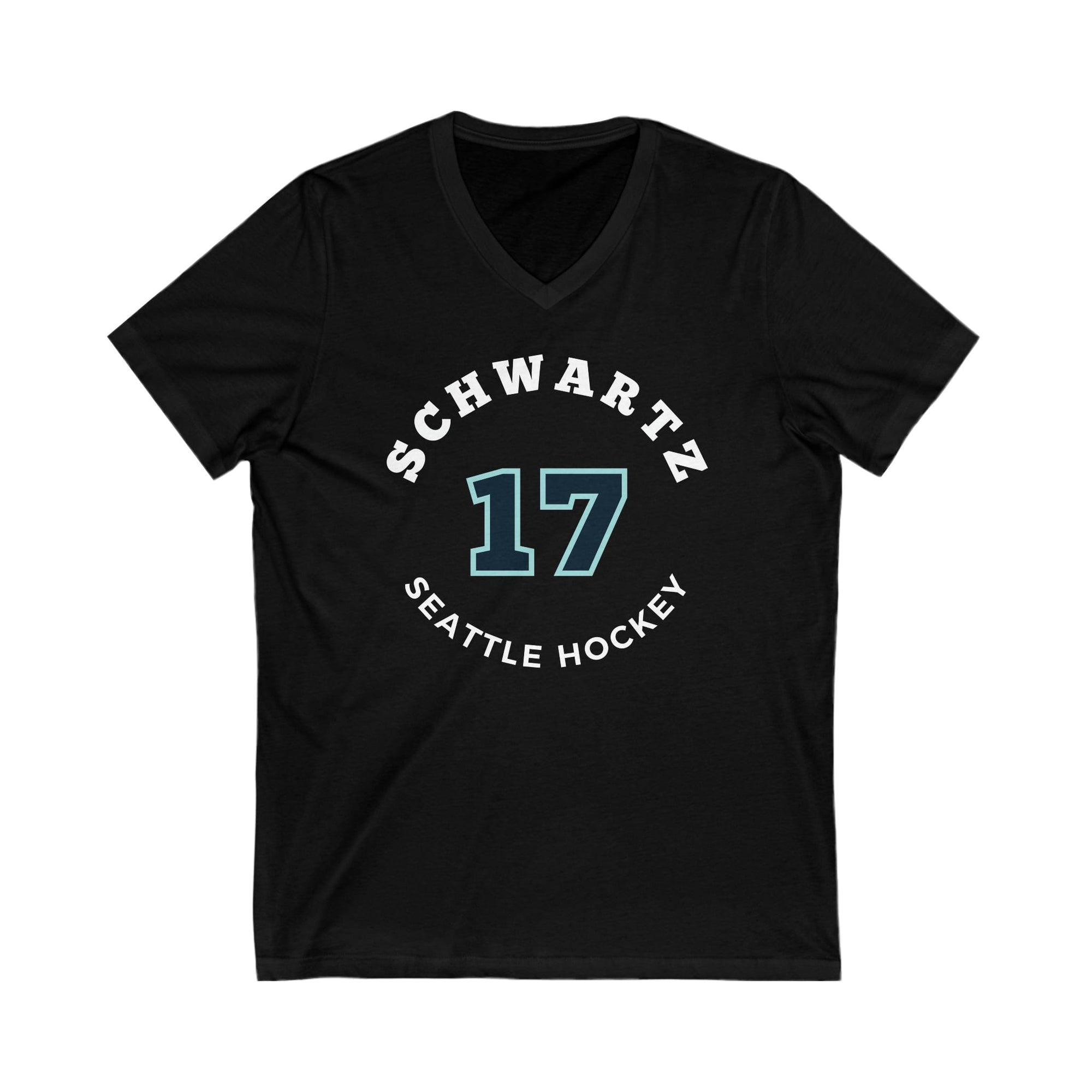 V-neck Schwartz 17 Seattle Hockey Number Arch Design Unisex V-Neck Tee