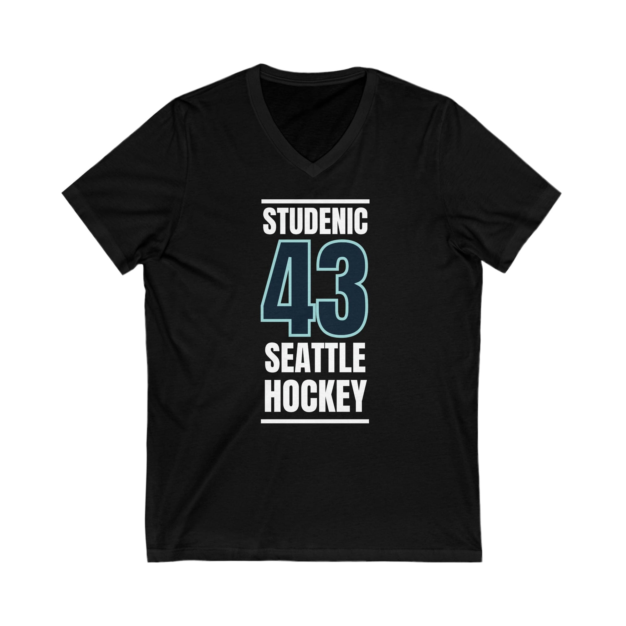 V-neck Studenic 43 Seattle Hockey Black Vertical Design Unisex V-Neck Tee