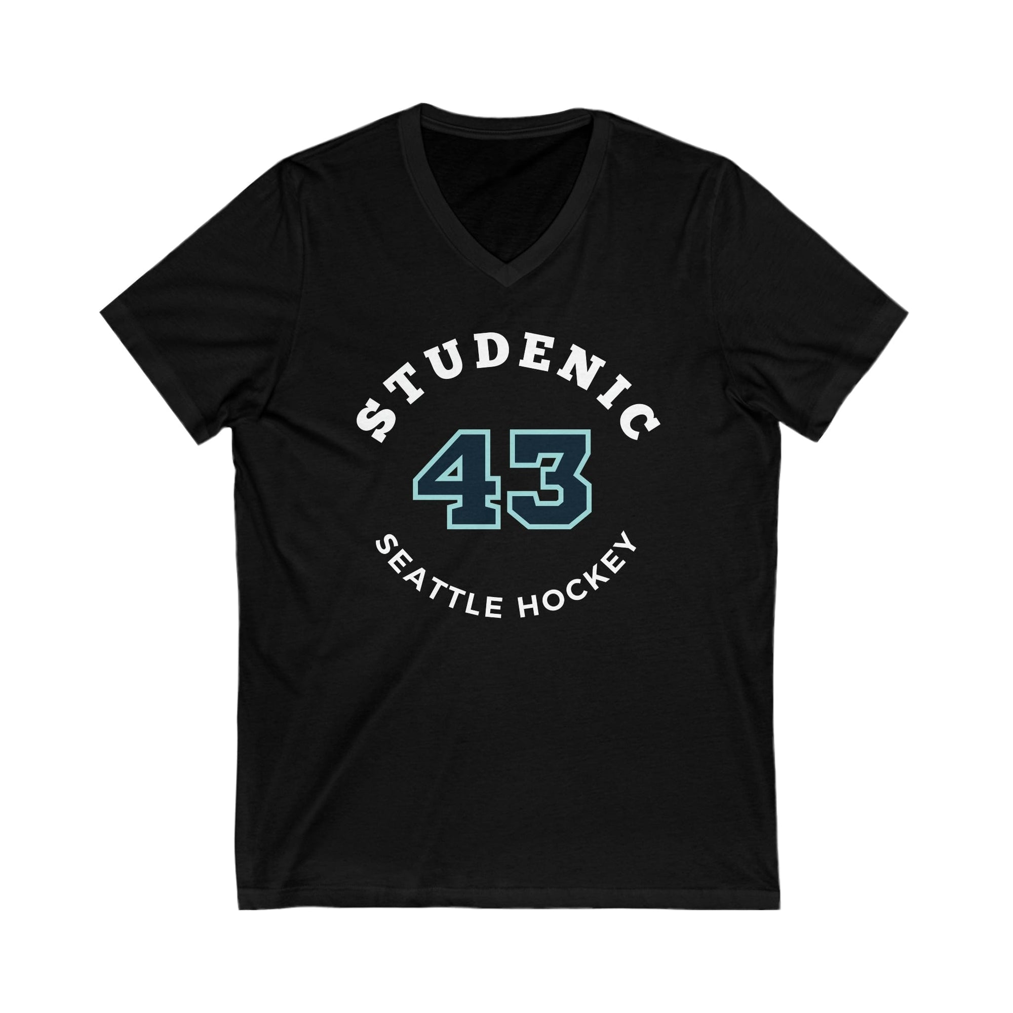 V-neck Studenic 43 Seattle Hockey Number Arch Design Unisex V-Neck Tee