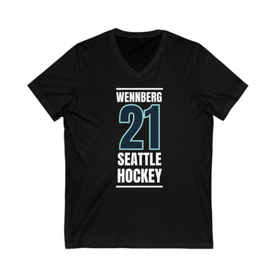 V-neck Wennberg 21 Seattle Hockey Black Vertical Design Unisex V-Neck Tee