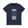 V-neck Beniers 10 Seattle Hockey Black Vertical Design Unisex V-Neck Tee