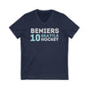 V-neck Beniers 10 Seattle Hockey Grafitti Wall Design Unisex V-Neck Tee