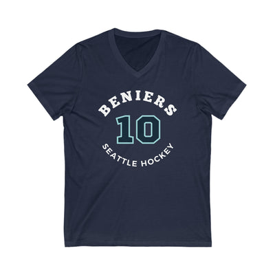 V-neck Beniers 10 Seattle Hockey Number Arch Design Unisex V-Neck Tee