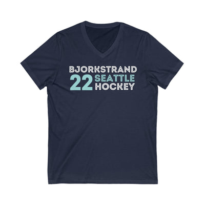 V-neck Bjorkstrand 22 Seattle Hockey Grafitti Wall Design Unisex V-Neck Tee