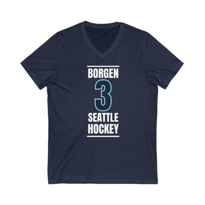 V-neck Borgen 3 Seattle Hockey Black Vertical Design Unisex V-Neck Tee