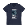 V-neck Burakovsky 95 Seattle Hockey Black Vertical Design Unisex V-Neck Tee