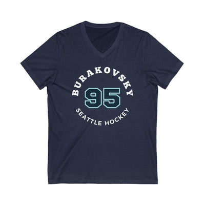 V-neck Burakovsky 95 Seattle Hockey Number Arch Design Unisex V-Neck Tee