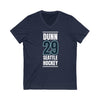 V-neck Dunn 29 Seattle Hockey Black Vertical Design Unisex V-Neck Tee