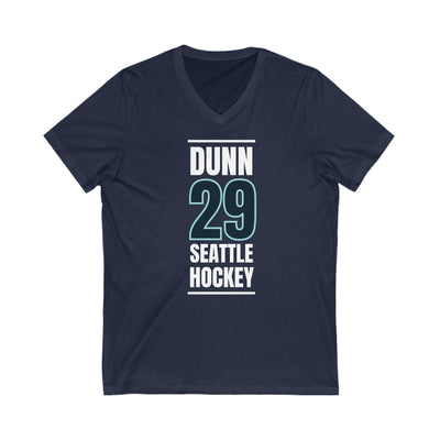 V-neck Dunn 29 Seattle Hockey Black Vertical Design Unisex V-Neck Tee