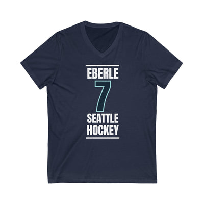 V-neck Eberle 7 Seattle Hockey Black Vertical Design Unisex V-Neck Tee