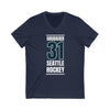 V-neck Grubauer 31 Seattle Hockey Black Vertical Design Unisex V-Neck Tee