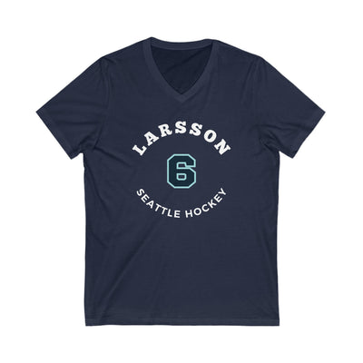 V-neck Larsson 6 Seattle Hockey Number Arch Design Unisex V-Neck Tee