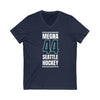 V-neck Megna 44 Seattle Hockey Black Vertical Design Unisex V-Neck Tee