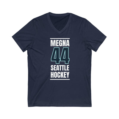 V-neck Megna 44 Seattle Hockey Black Vertical Design Unisex V-Neck Tee