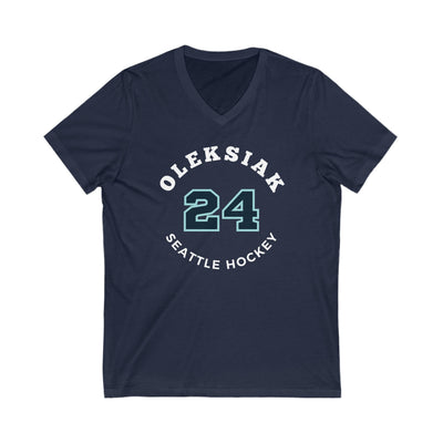 V-neck Oleksiak 24 Seattle Hockey Number Arch Design Unisex V-Neck Tee