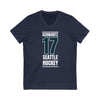 V-neck Schwartz 17 Seattle Hockey Black Vertical Design Unisex V-Neck Tee