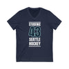 V-neck Studenic 43 Seattle Hockey Black Vertical Design Unisex V-Neck Tee