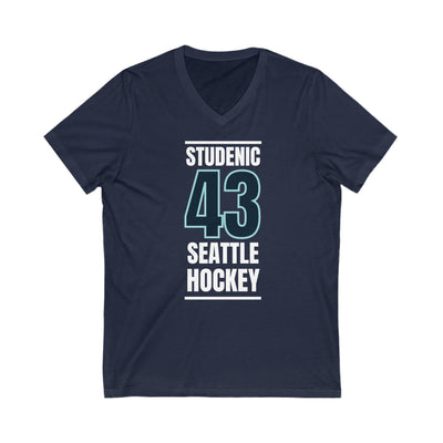 V-neck Studenic 43 Seattle Hockey Black Vertical Design Unisex V-Neck Tee