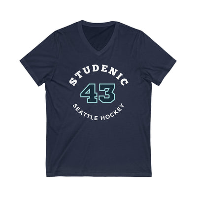 V-neck Studenic 43 Seattle Hockey Number Arch Design Unisex V-Neck Tee