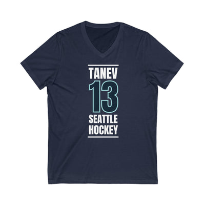 V-neck Tanev 13 Seattle Hockey Black Vertical Design Unisex V-Neck Tee