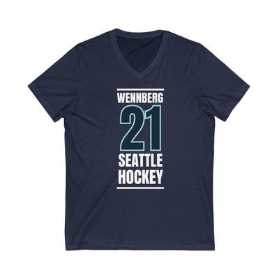 V-neck Wennberg 21 Seattle Hockey Black Vertical Design Unisex V-Neck Tee