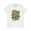 V-neck "Day F*cking One" Vegas Golden Knights Fan Gold Design Unisex V-Neck Tee (FRONT DESIGN ONLY)