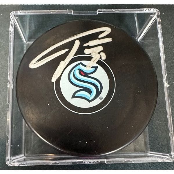 Seattle Kraken Hockey Pucks Autographed By Philipp Grubauer Raffle Tickets (4 Total Pucks)