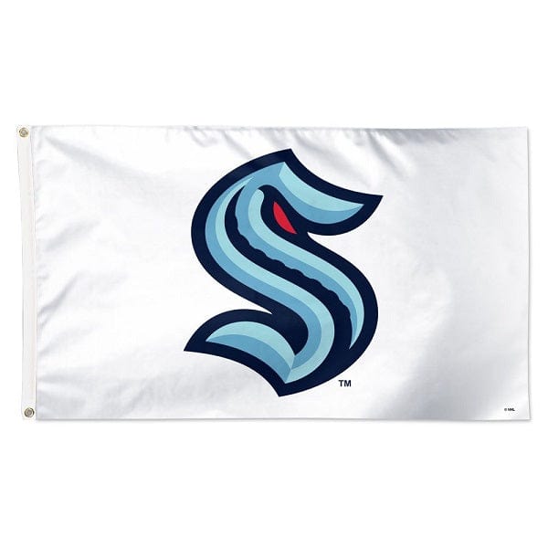 Seattle Kraken Team Logo White Deluxe Flag, 3x5 Feet