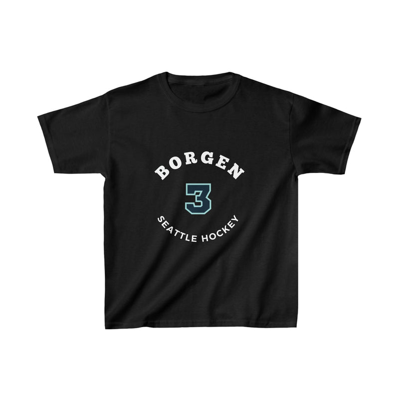 Kids clothes Borgen 3 Seattle Hockey Number Arch Design Kids Tee