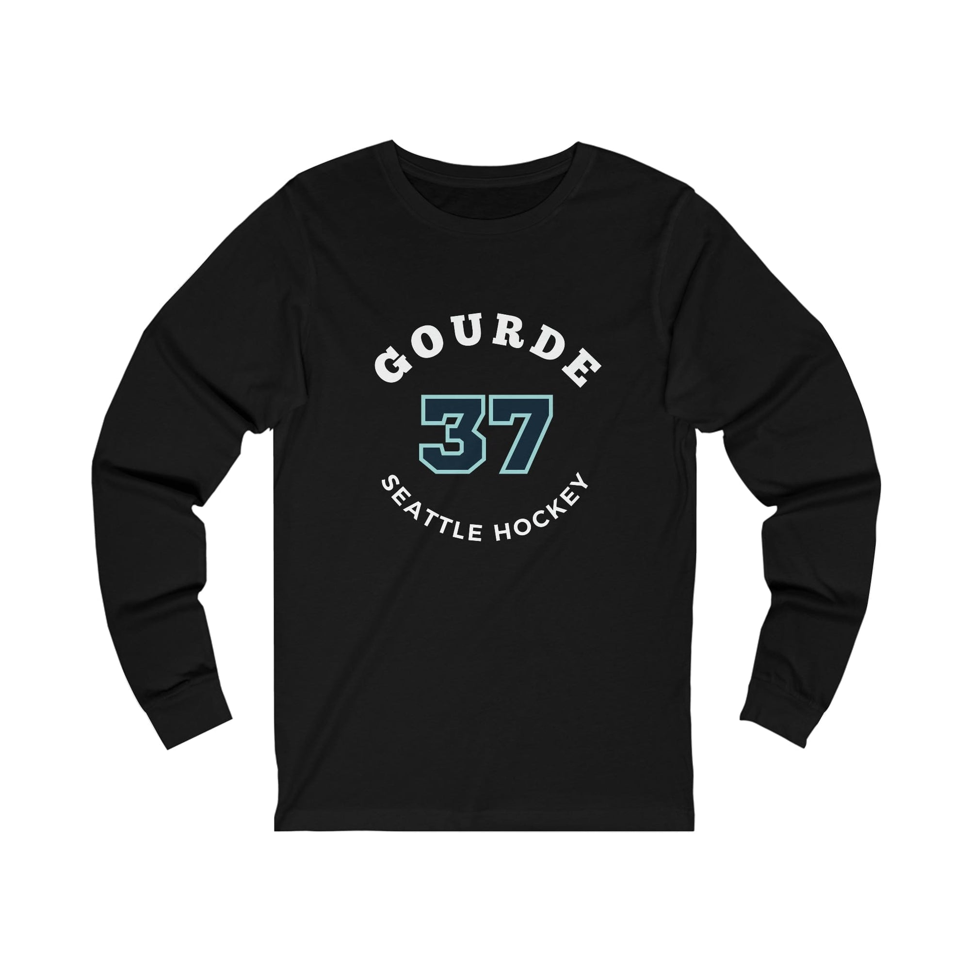Long-sleeve Gourde 37 Seattle Hockey Number Arch Design Unisex Jersey Long Sleeve Shirt