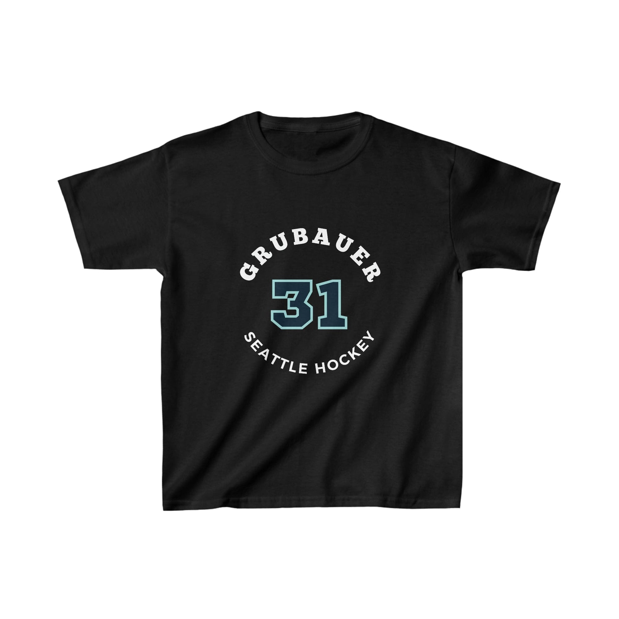 Kids clothes Grubauer 31 Seattle Hockey Number Arch Design Kids Tee