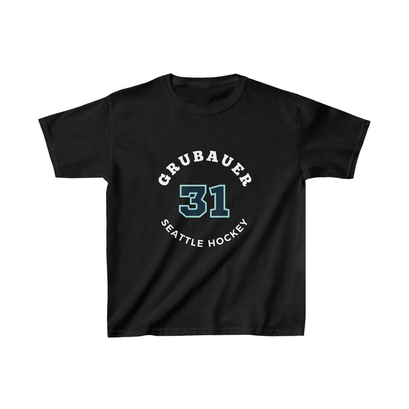 Kids clothes Grubauer 31 Seattle Hockey Number Arch Design Kids Tee