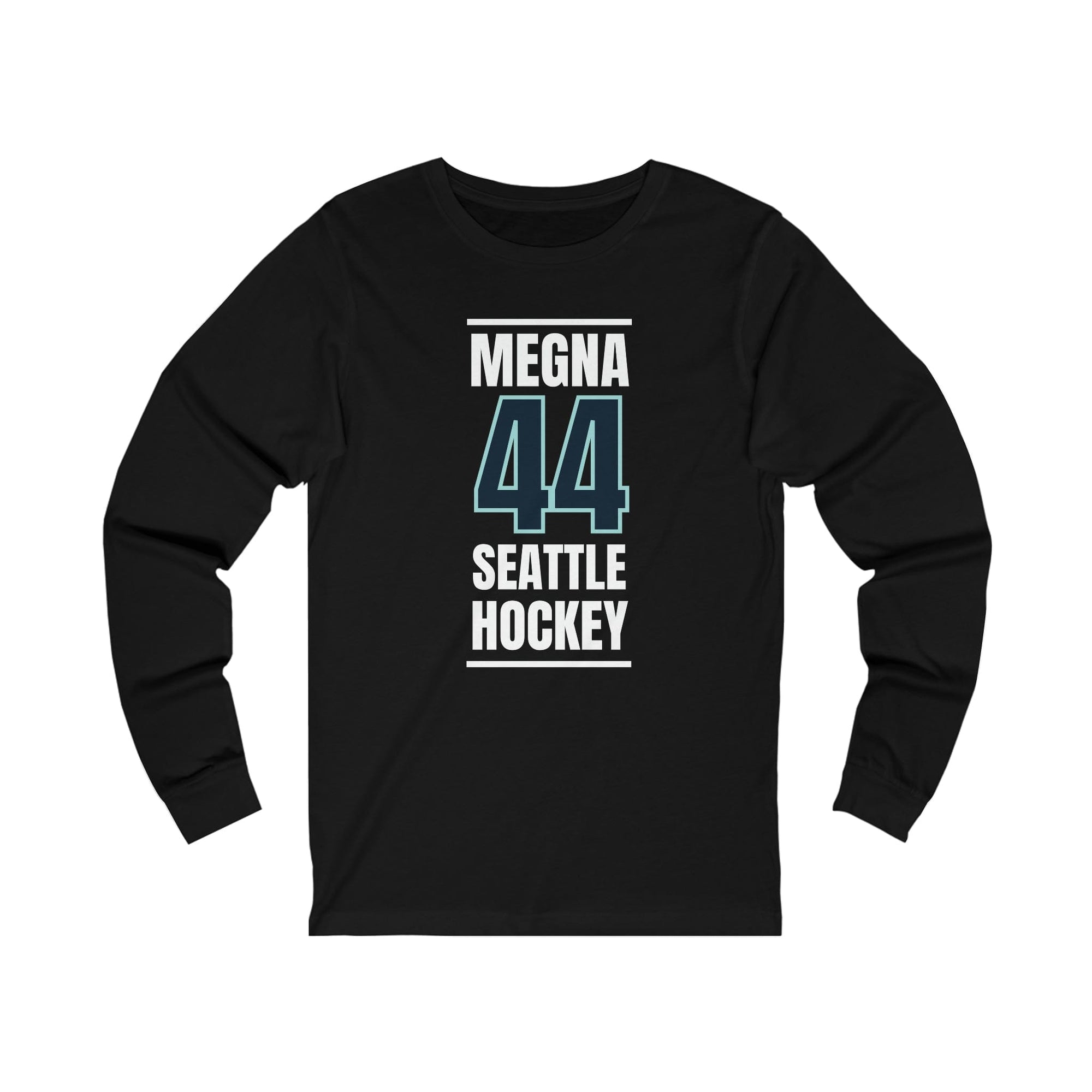 Long-sleeve Megna 44 Seattle Hockey Black Vertical Design Unisex Jersey Long Sleeve Shirt