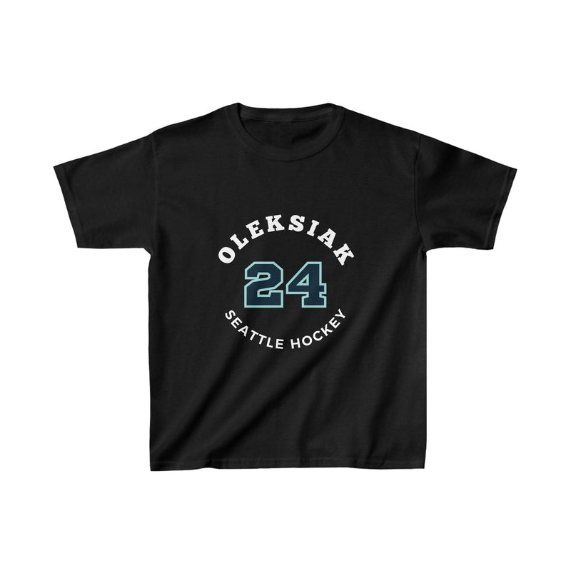 Kids clothes Oleksiak 24 Seattle Hockey Number Arch Design Kids Tee