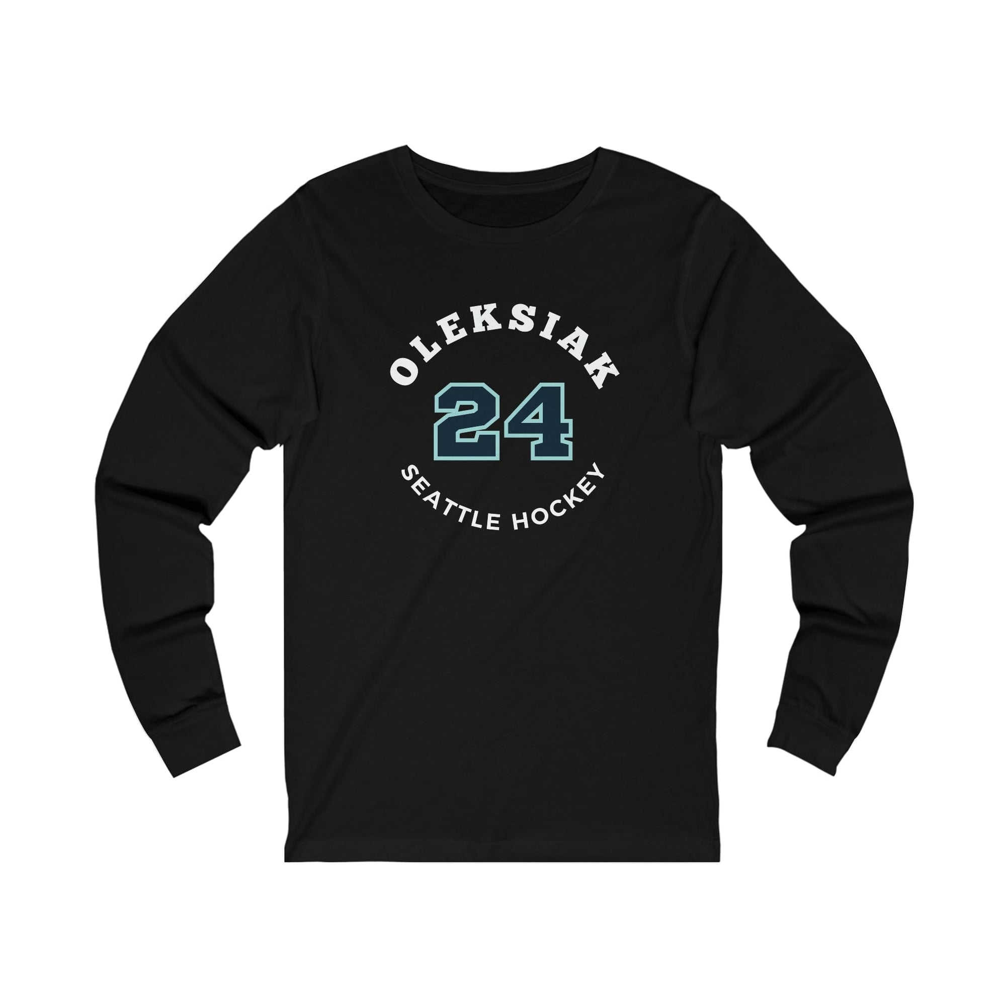 Long-sleeve Oleksiak 24 Seattle Hockey Number Arch Design Unisex Jersey Long Sleeve Shirt