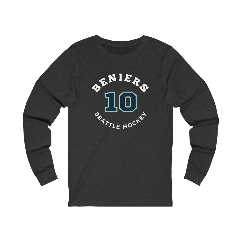 Long-sleeve Beniers 10 Seattle Hockey Number Arch Design Unisex Jersey Long Sleeve Shirt