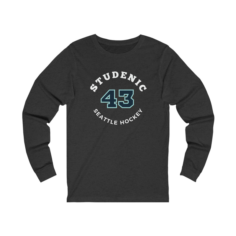 Long-sleeve Studenic 43 Seattle Hockey Number Arch Design Unisex Jersey Long Sleeve Shirt