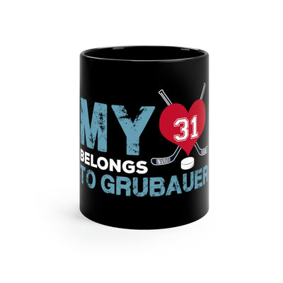 Mug My Heart Belongs To Grubauer Black Coffee Mug, 11oz
