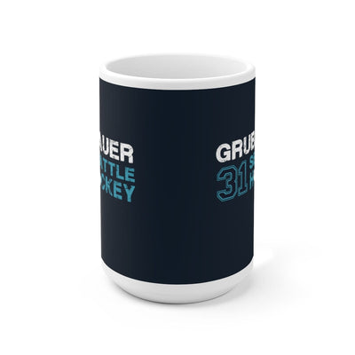 Mug Grubauer 18 Seattle Hockey Ceramic Coffee Mug In Deep Sea Blue, 15oz